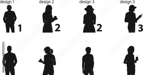 Business people silhouettes collection, diverse male and female professionals in casual and formal poses, corporate team concept isolated on white background