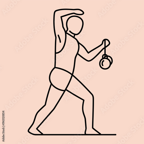 Minimal line of woman exercising with kettlebell line woman exercise fitness workout