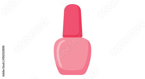 Pink nail polish bottle in minimalist flat design with soft pastel colors for beauty product advertising