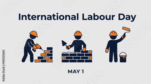 International Labour Day vector illustration, May 1st global workers' holiday, celebrating labor and industry, construction and renovation themed graphic resource