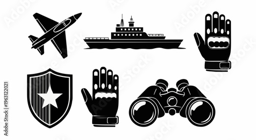 Military icons in graphic design