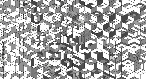 Abstract geometric pattern of interlocking cubes creating a complex 3d illusion