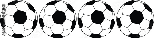 Set of soccer balls illustration isolated on white background representing football sport equipment and game design elements