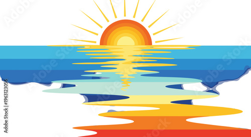 Vibrant sunrise over calm ocean with colorful reflections symbolizing hope and new