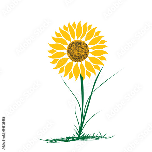 Yellow Sunflower, Flower Illustration, Vector Bloom, Bright Floral