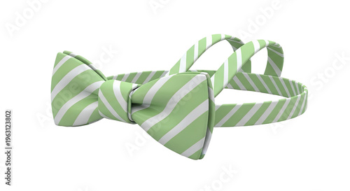 Green and White Striped Bow Tie