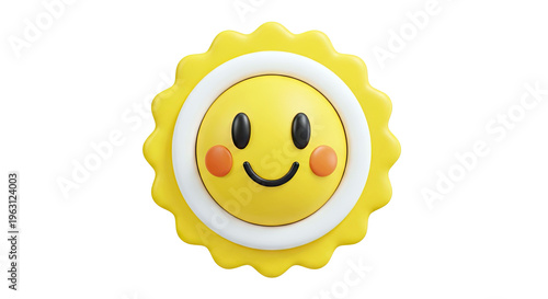 Happy 3D Sun Emoji with Cheerful Face