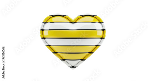 Heart shape with yellow and white stripes