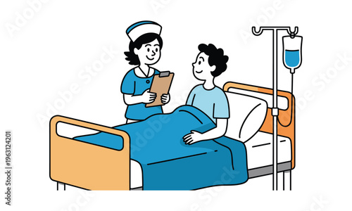 Nurse and patient in a hospital setting