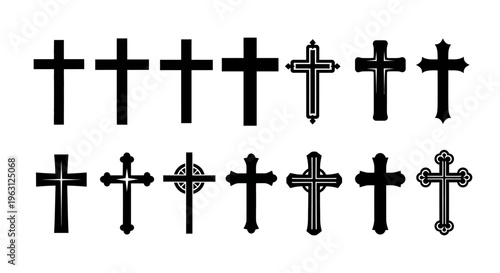 Collection of Christian Crosses in Various Styles and Designs.