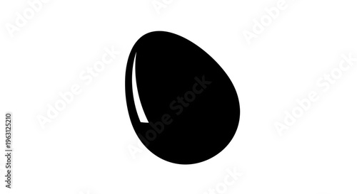 Simple black egg silhouette with subtle highlight on white background.