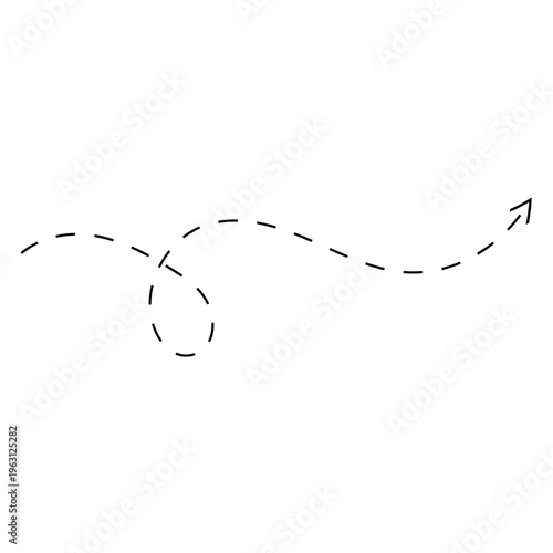 Wavy Dashed Arrow with Center Loop for Dynamic Map Tracking