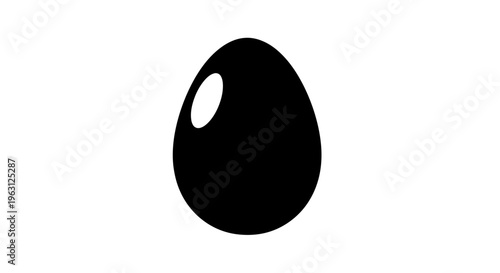 Simple Black Egg Silhouette with White Highlight on a Clean Background.