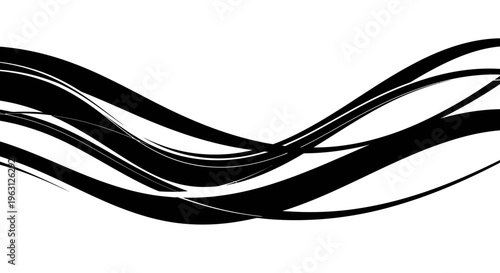 Dynamic Black Wavy Lines Abstract Design Element.