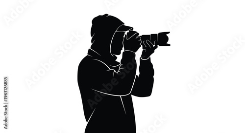 Man taking a picture with a camera in a vector graphic illustration design