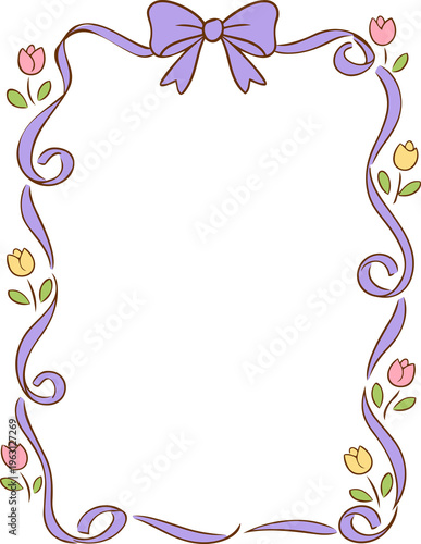 Cute bow frame adorable playful hand drawing element
