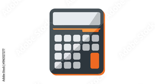 Modern calculator with orange accents and gray buttons vector graphic illustration design