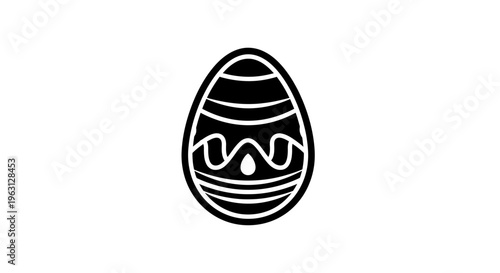 Black and white Easter egg with decorative patterns.