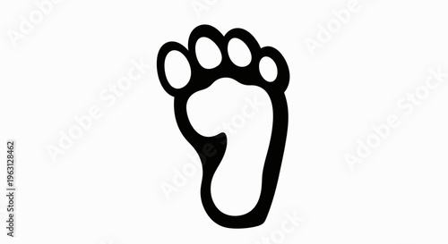 Stylized black footprint illustration on a white background, simple graphic design.