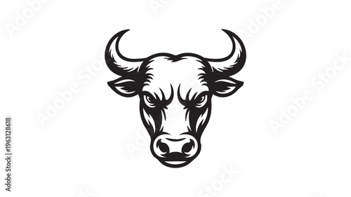 Stylized bull head logo silhouette black and white aggressive animal.