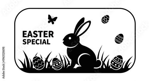 Easter Special with Bunny and Eggs in a Grassy Field.