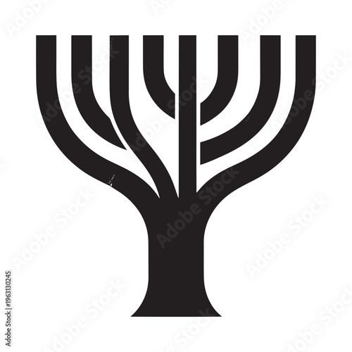A black silhouette of a menorah a traditional jewish candelabrum
