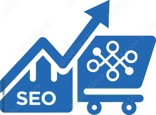 Vector illustration of a shopping cart with a percent sign and sale tag in a modern real estate and business icon style