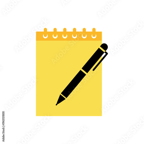 Pen on a yellow notepad paper.