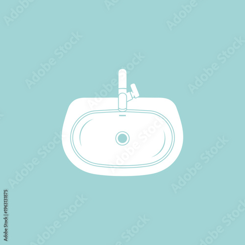 Modern bathroom sink with faucet.