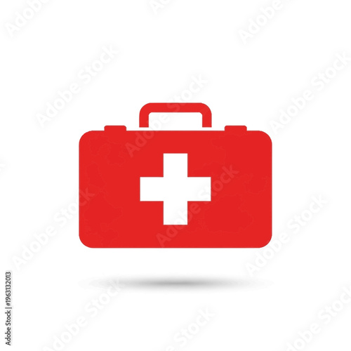 First Aid Medical Red Box Icon.