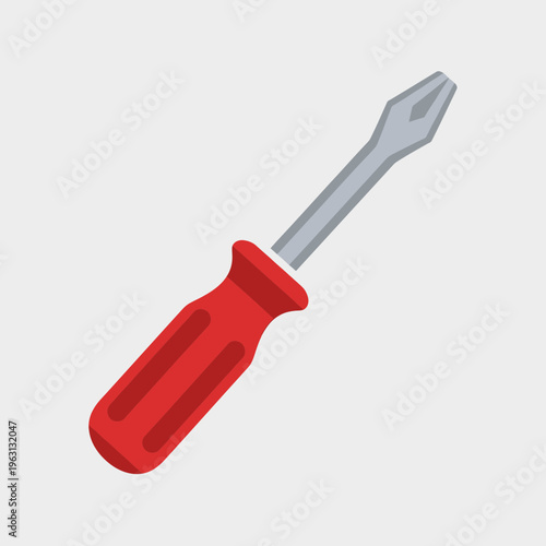Red handled flathead screwdriver tool.
