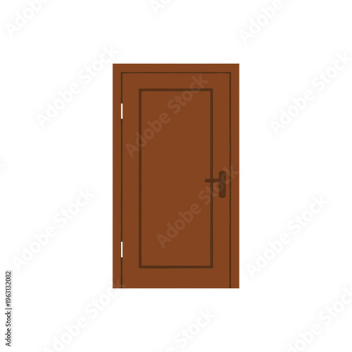 Brown wooden door with handle.
