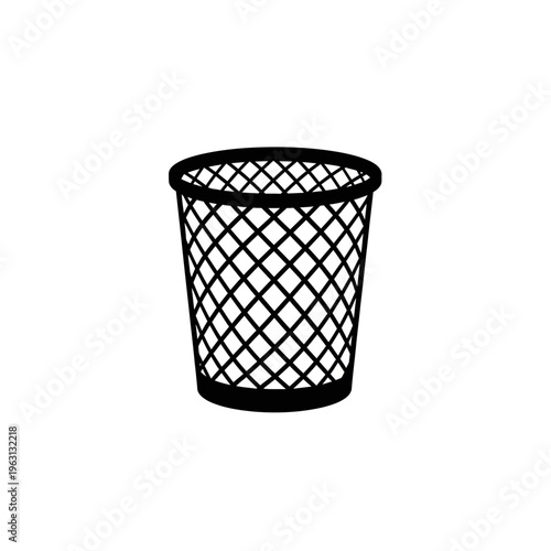 Black Metal Mesh Waste Paper Basket.