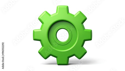 Green Gear Symbol Representing Industry and Technology.