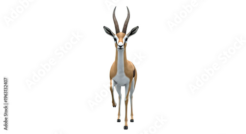 Gazelle standing on white background