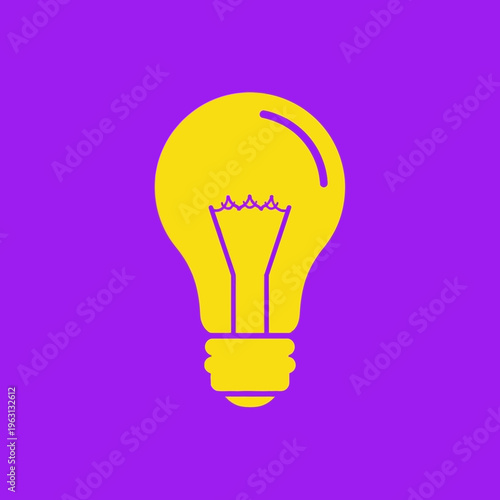 Yellow Light Bulb Icon Symbol.