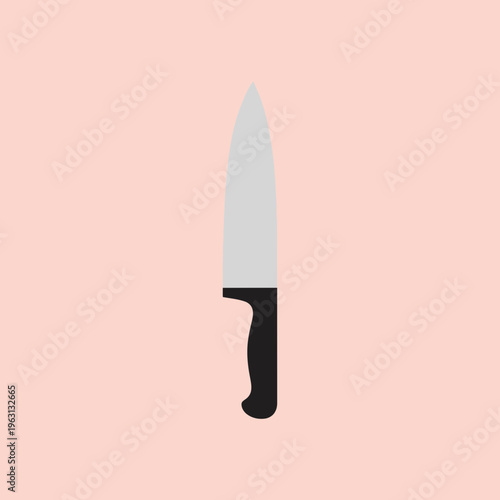 Knife with black handle and blade.