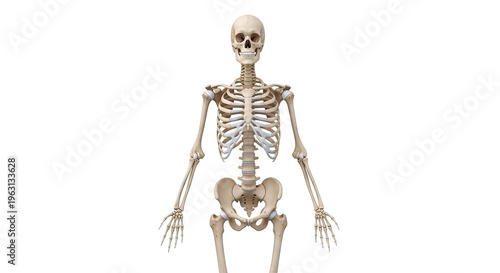 Human skeleton model isolated on white.