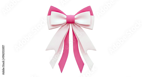 Pink Bow with Multiple Loops and Tails