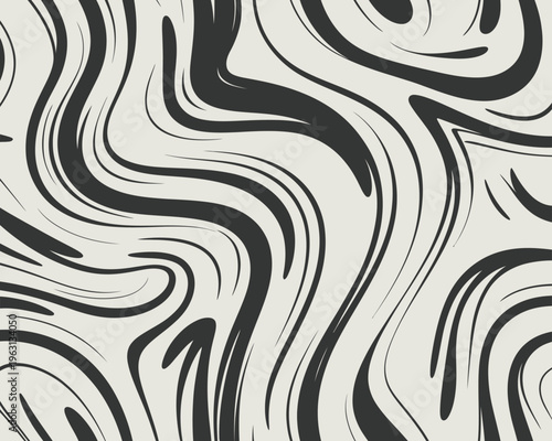 Black and white fluid abstract ink swirl pattern
