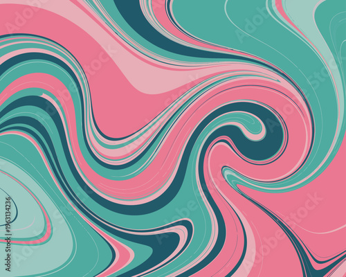 Vibrant red and teal liquid marble swirl pattern turquoise