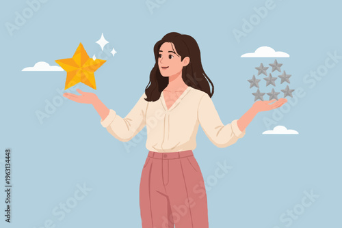 Woman with stars in hands