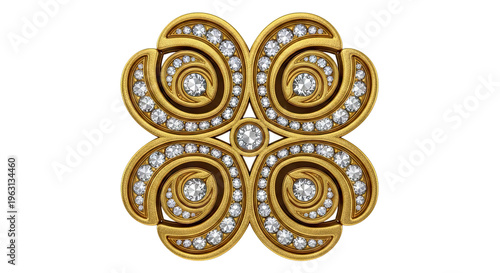 Ornate Gold and Diamond Clover-like Design