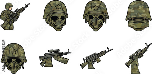 A collection of black silhouettes of the united states of america