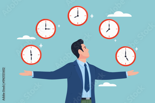 Man Balancing Time Clocks