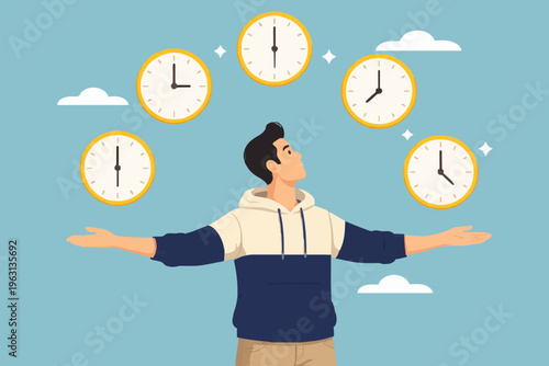Person with many clocks