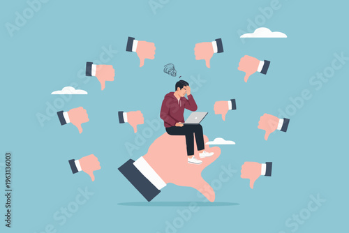 Sad Man With Laptop Device