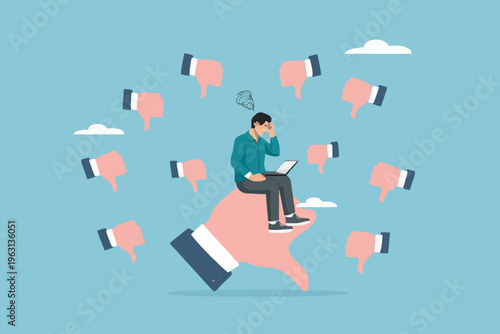 Sad Man With Laptop Device