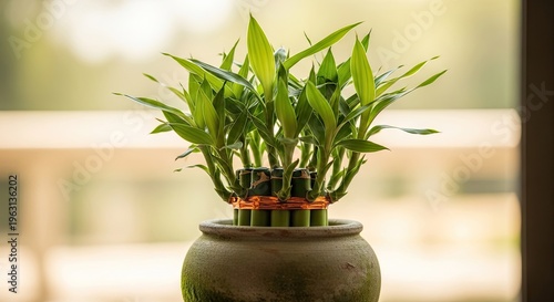 Lucky Bamboo Plant in Pot.