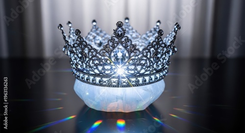 Luxurious Diamond Crown on Pedestal Display.